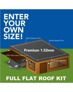 PREMIUM THICKNESS - Complete PREMIUM RubberCover EPDM 1.52mm Rubber Flat Roof Kit (8m2 Minimum)